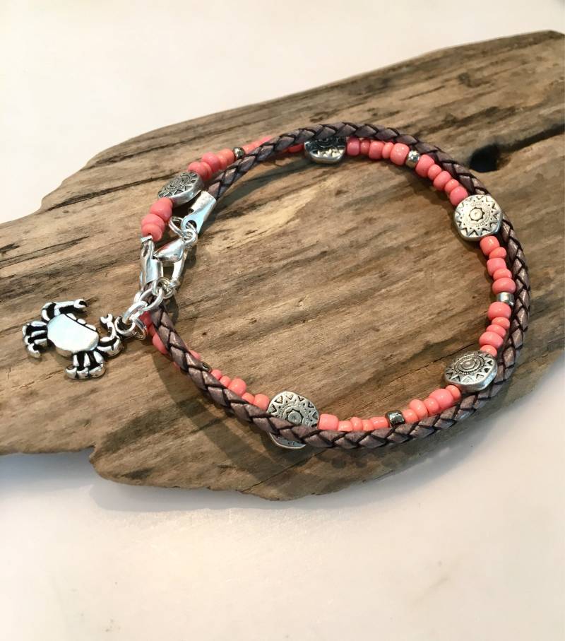 Ankle Armband, Boho Beach Style, Coral, Silver, Armband Aus Leder, Meer Charm Wählen Sie Ihren Ankle Armband, Boho Beach Style, Coral, Silver, Armband Aus Leder, Meer Charm Wählen Sie Ihren von BohoBlissCreations