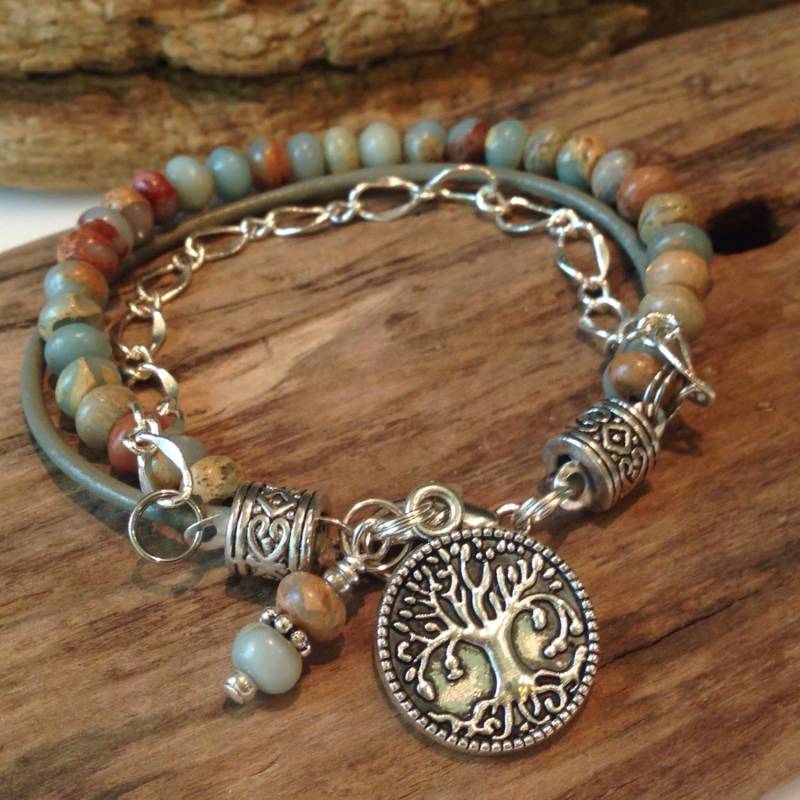 Perlen Boho Armband, Jaspis Halbedelstein Rondelle Jaspis, Einzelwickel, Bettelarmband, Geschenk Perlen Boho Armband, Jaspis Halbedelstein Rondelle Jaspis, Einzelwickel, Bettelarmband, Geschenk von BohoBlissCreations