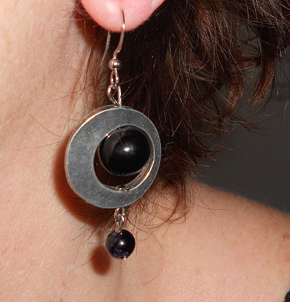 Boho Onyx Statement Ohrringe Handgemachter Silberschmuck von BohoChicGypsyJewelry