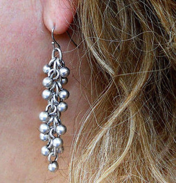 Boho Silber Ball Ohrringe Funky Statement Schmuck von BohoChicGypsyJewelry