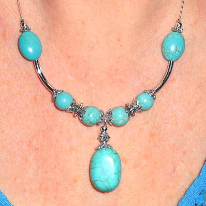 Handgefertigte Türkis Boho Statement Kette Handgemachter Edelstein Schmuck von BohoChicGypsyJewelry