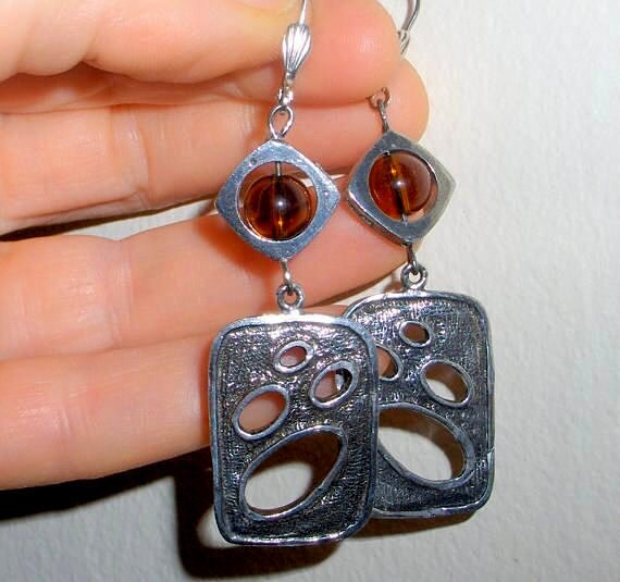 Handgemachte Bernstein & Silber Ohrringe Funky Boho Statement Schmuck von BohoChicGypsyJewelry