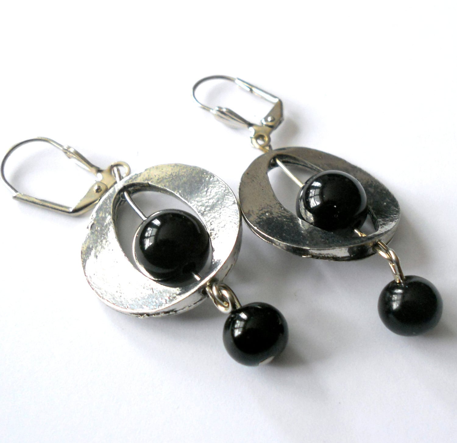 Handgemachte Boho Ohrringe Aus Schwarzem Onyx Silber-Edelsteinschmuck von BohoChicGypsyJewelry
