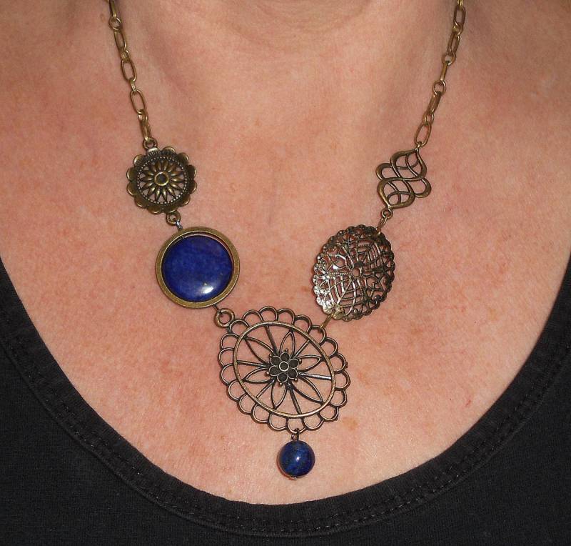Lapislazuli Statement Kette Antiker Messing Boho Schmuck von BohoChicGypsyJewelry