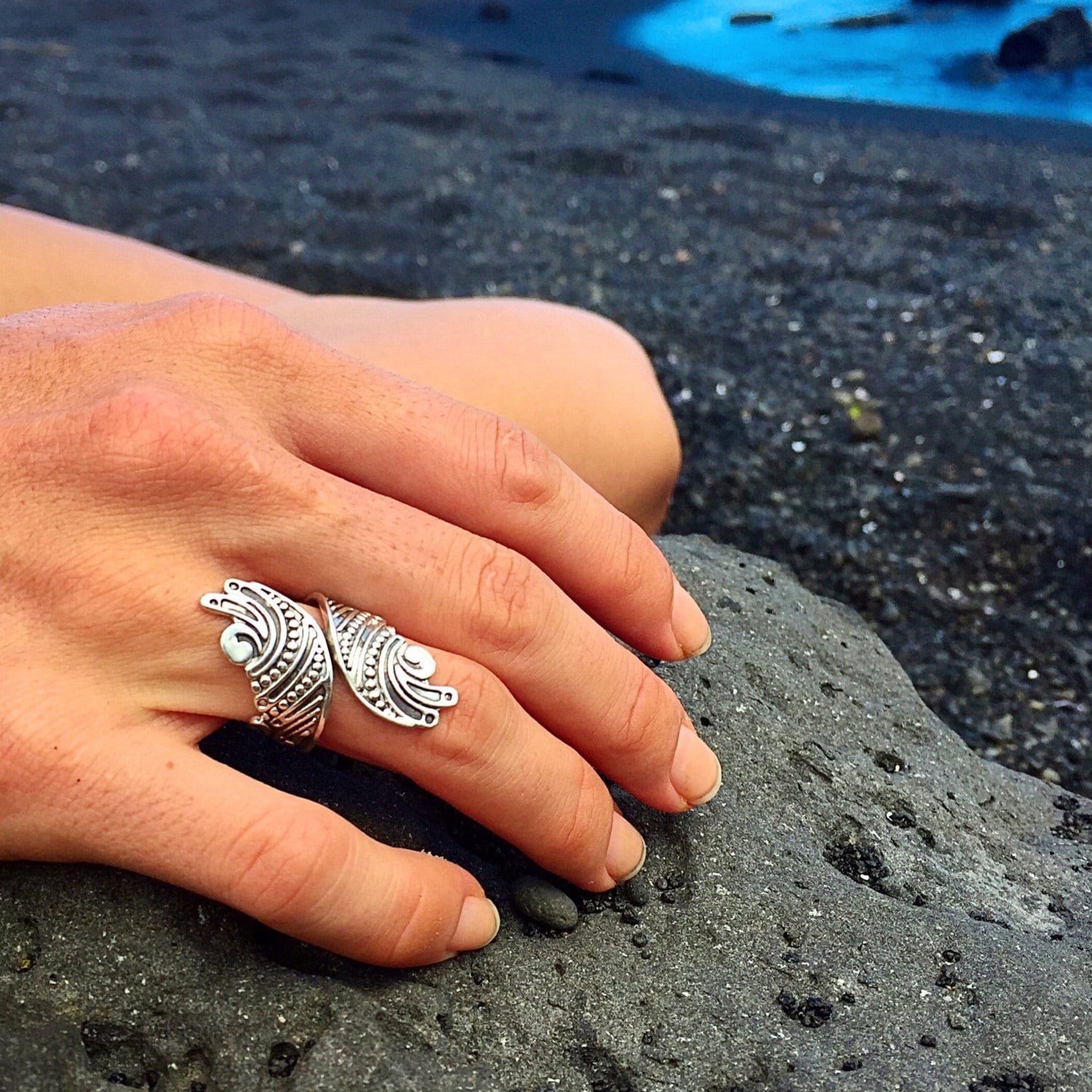 Nalu Sterling Silber Statement Ring Mit Aufwendigen Wellen Design Nalu Sterling Silber Statement Ring Mit Aufwendigen Wellen Design von BohoChicHawaii