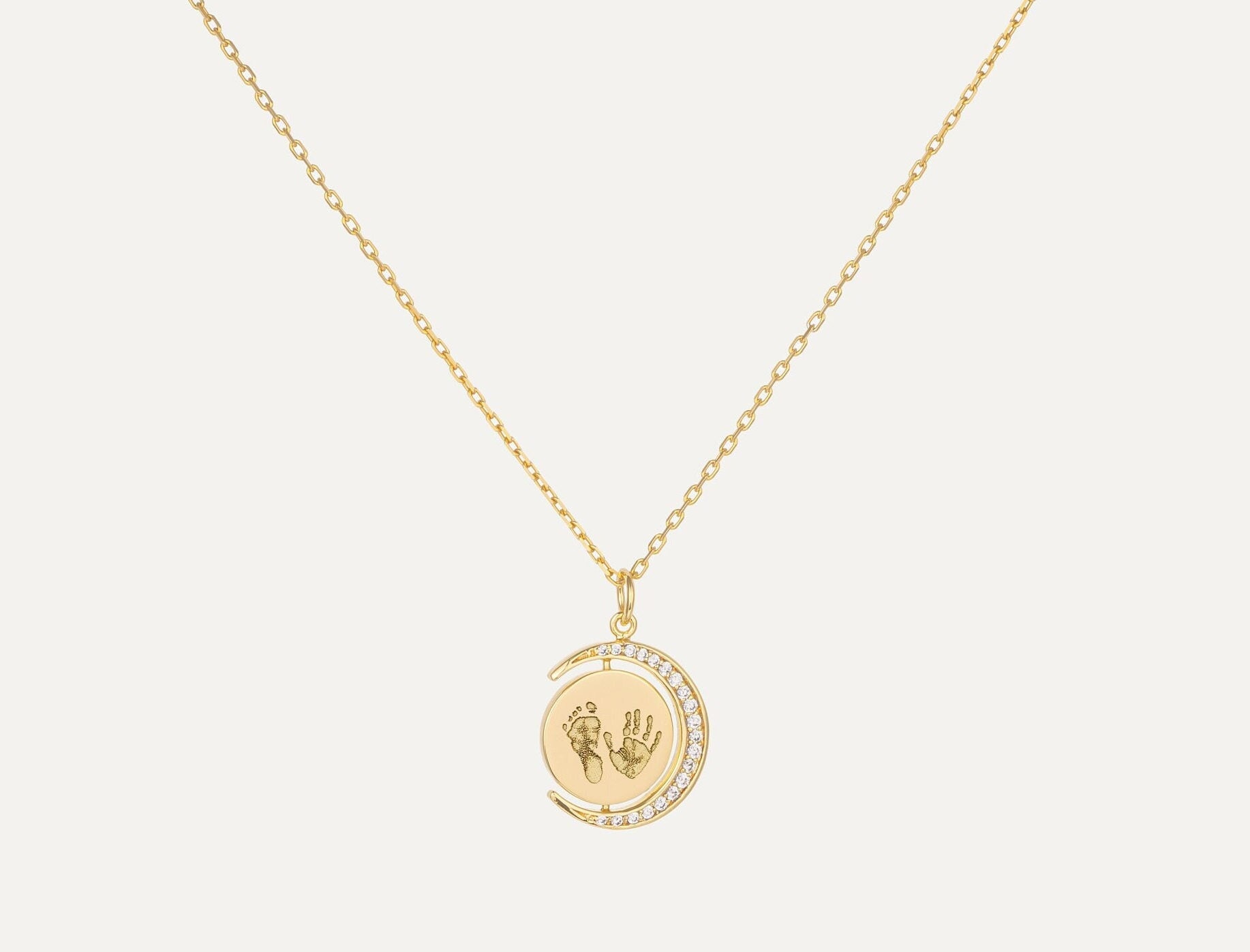 Mond Sonne Spinner Halskette Individuelle Hand Fuß Abdruck Handschrift Personalisierte Geschenke Für Sie Weihnachtsgeschenk von BohoEcoPhilia