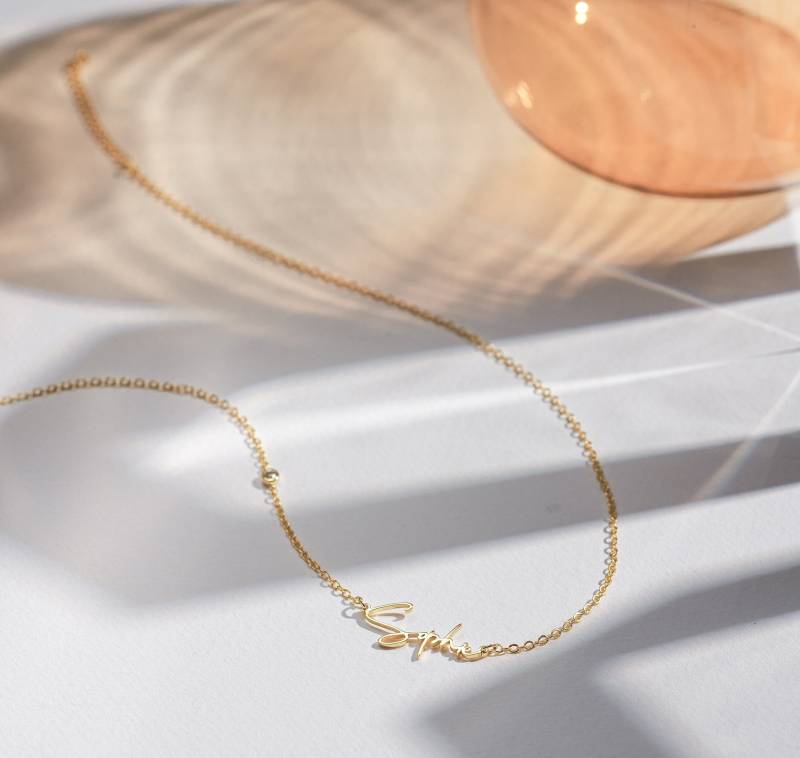 Personalisierte Handschrift Halskette Goldene Namenskette Signatur Zierliche Benutzerdefinierter Namensschmuck Personalisierte Handschrift Halskette Goldene Namenskette Signatur Zierliche Benutzerdefinierter Namensschmuck von BohoEcoPhilia