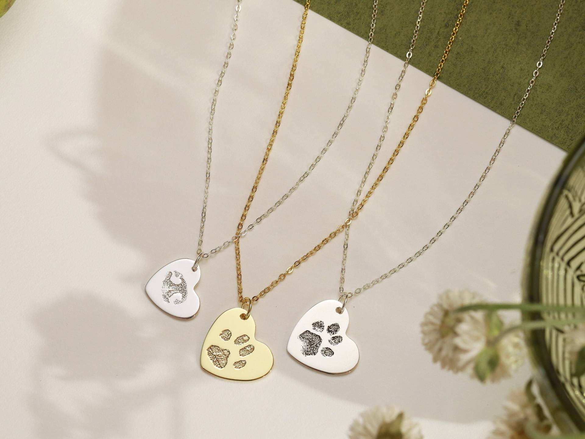 Pfote Abdruck Halskette Herz Haustier Anhänger Hundepfote Pfote Abdruck Halskette Herz Haustier Anhänger Hundepfote von BohoEcoPhilia