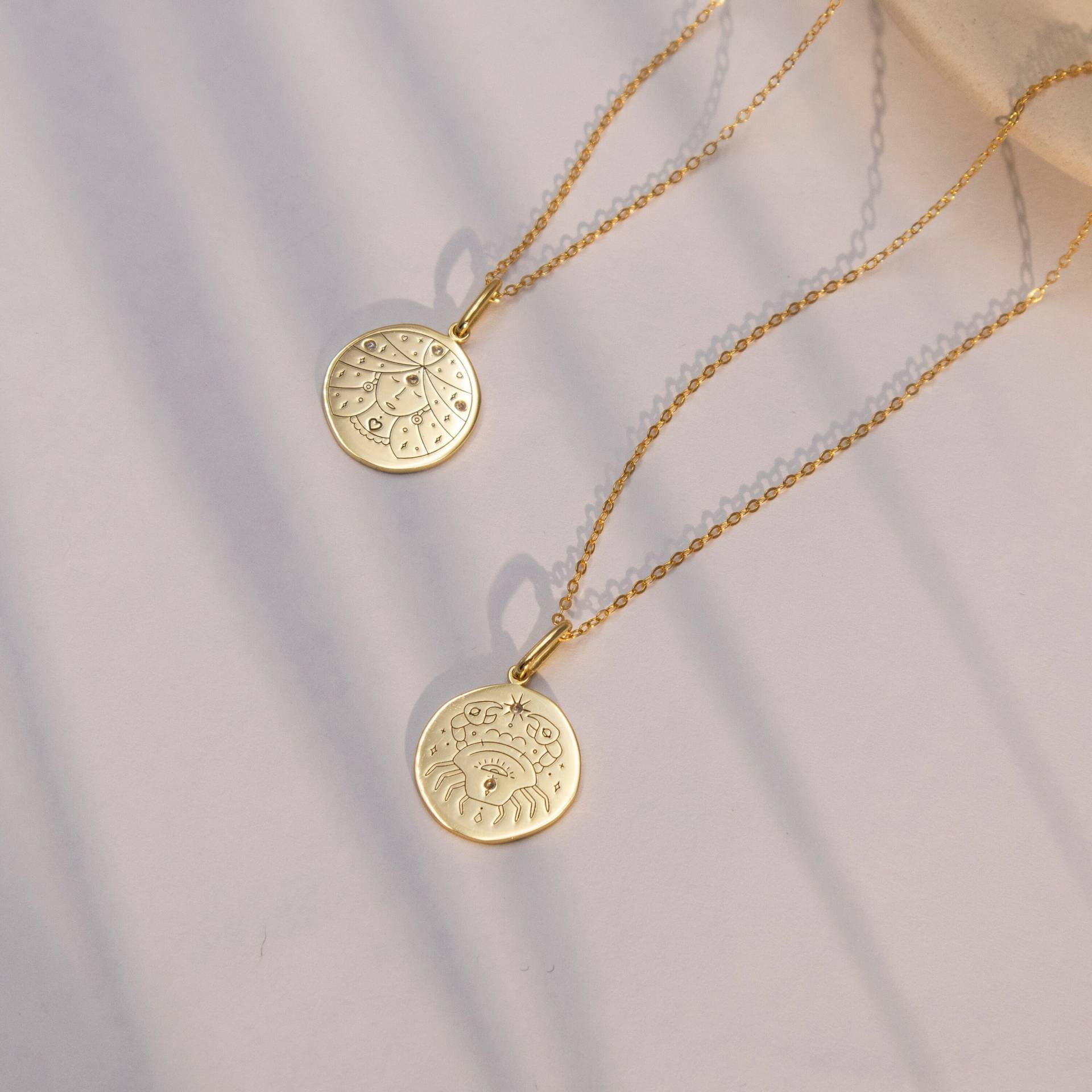 sternzeichen Konstellations Halskette Personalisiertes Geschenk Disk Münzanhänger Personalisierte Benutzerdefinierte Geschenke Für Sie von BohoEcoPhilia