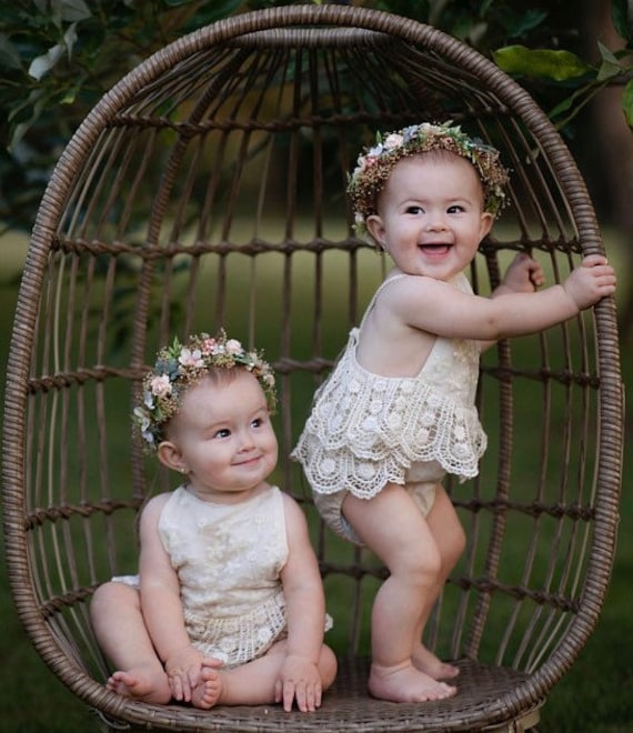 Blush Rose Blumenkranz Baby Blümchen Heiligenschein, Fotorequisite von BohoHaloCompany