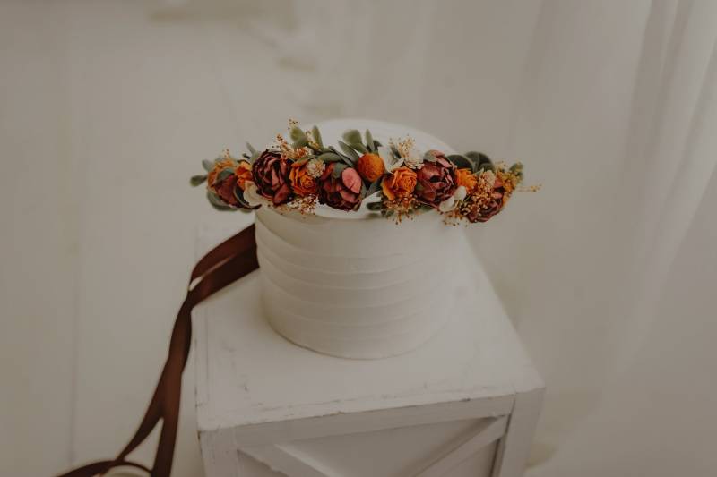 Preiselbeer-Kürbis Blumenkranz Herbstliche Hochzeits-Fotorequisite Preiselbeer-Kürbis Blumenkranz Herbstliche Hochzeits-Fotorequisite von BohoHaloCompany