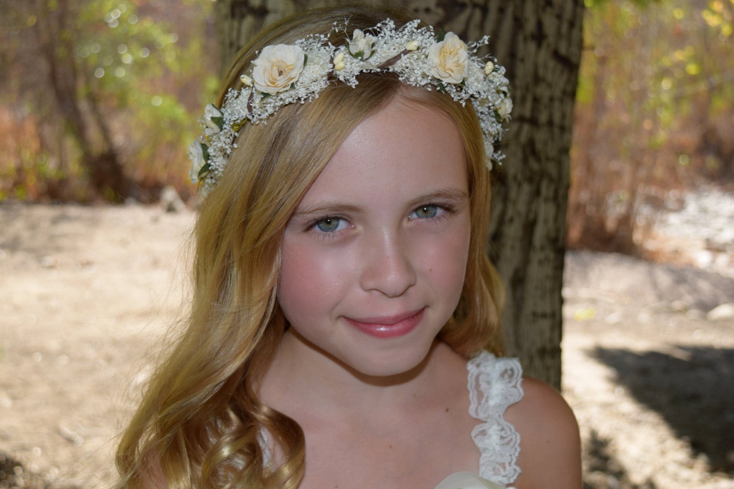 Elfenbein Rose Blumenkrone Schleierkraut Braut Halo von BohoHaloCompany