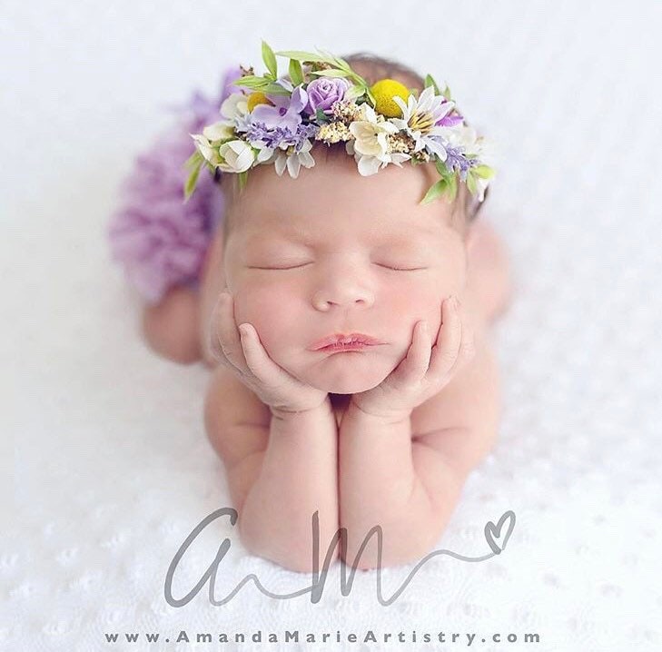 Lavendel & Gelb Baby Blumenkrone Neugeborenen Fotorequisite von BohoHaloCompany