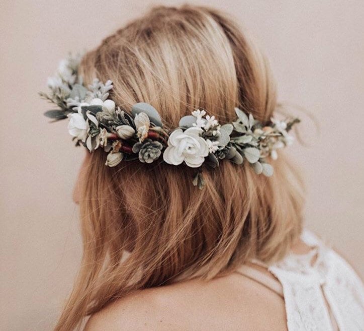 Sukkulenten Blumenkranz Brautkranz Mit Rosen & Eukalyptus von BohoHaloCompany