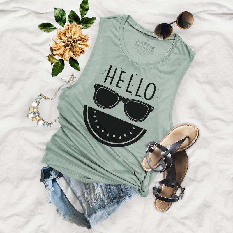 Hello Watermelon Smile Damen Flowy Muscle Tank - Hw von BohoJungl