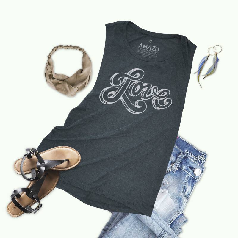 Love Script Flowy Festival Muskel Tank -Ls12P von BohoJungl