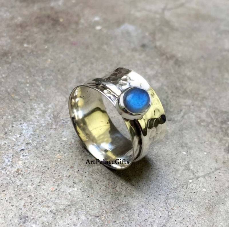 Labrodorit Ring, Angst Sterling Silber Natürlicher Labradorit, Frauen Fidget Labradorit Schmuck, Edelstein Ring von BohoMagicShop925