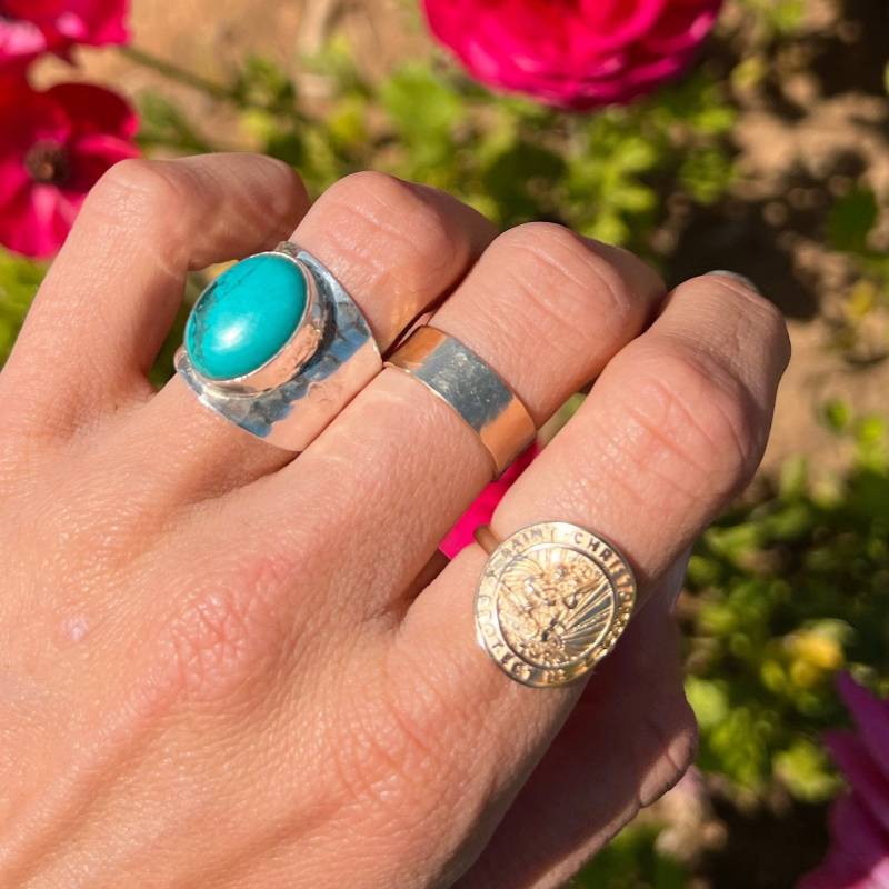 Boho Türkis Ring, Sterling Silber Ring Für Frauen, Statement Großer Stein Edelstein Chunky Cocktail Schmuck von BohoMagicSilver