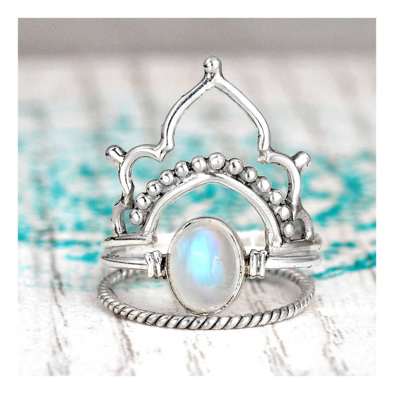 Stapelbare Ringe, Mondstein Ring, Sterling Silber Ring Für Frauen, Boho Ringe Set, Geburtsstein Schmuck von BohoMagicSilver