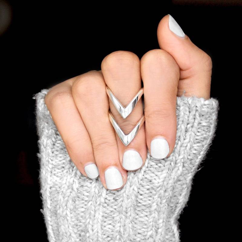 Statement Ring Für Frauen, Einstellbarer Sterling Silber Ring, Langer Double Chevron V Voller Finger, Chunky Cocktail Boho Schmuck von BohoMagicSilver