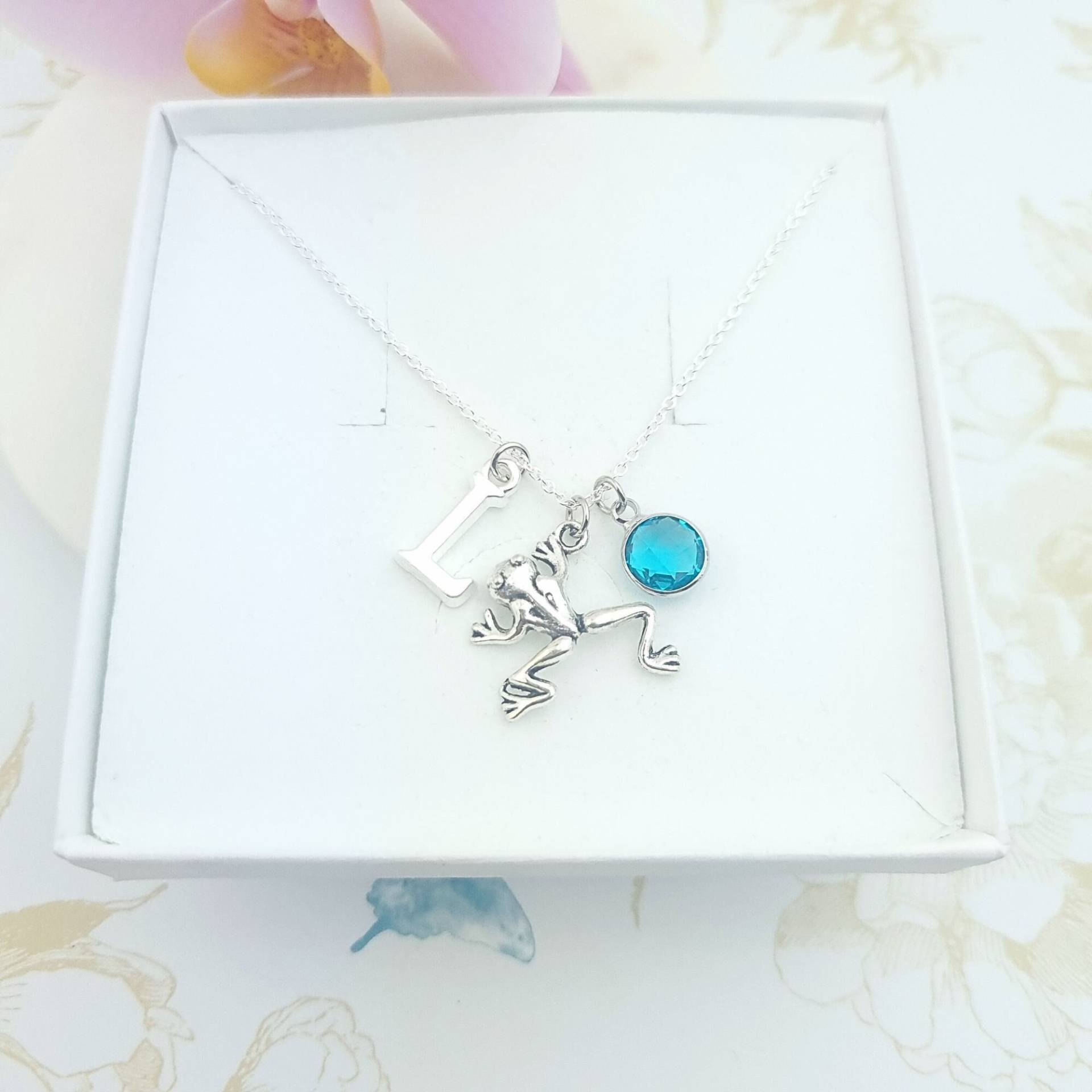 Frosch Halskette, Personalisierter Schmuck, Geschenke, Niedlicher Frosch, Silberne Halskette Für Mädchen, Tier Ursprüngliche Geburtsstein von BohoSilverGifts