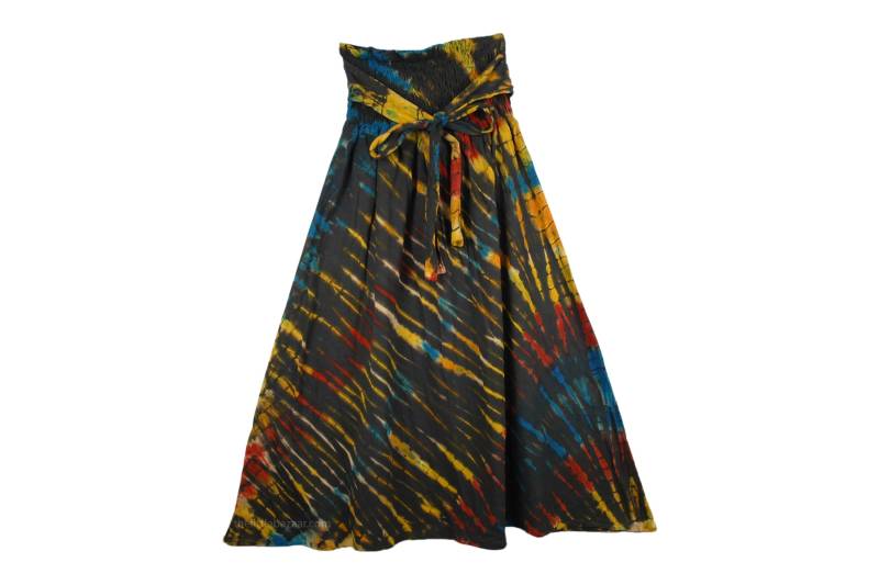 Gestreift Tie Dye Hippie Lange Rock Mit Smok Taille in Der Größe Klein, Um Ein Medium von BohoSkirtsStop