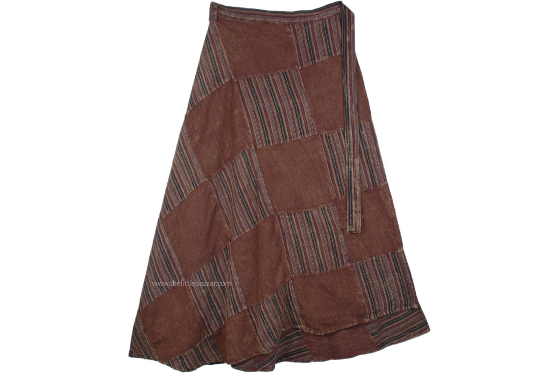 Stonewashed Braun Rost Solide Und Streifen Plus Größe Wickelrock Baumwolle Patchwork Langer Rock Stonewashed Braun Rost Solide Und Streifen Plus Größe Wickelrock Baumwolle Patchwork Langer Rock von BohoSkirtsStop