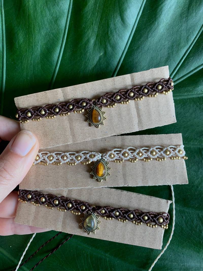 Makramee Kette Mit Messinganhänger Makramee Kette Mit Messinganhänger von BohoSoulLiz