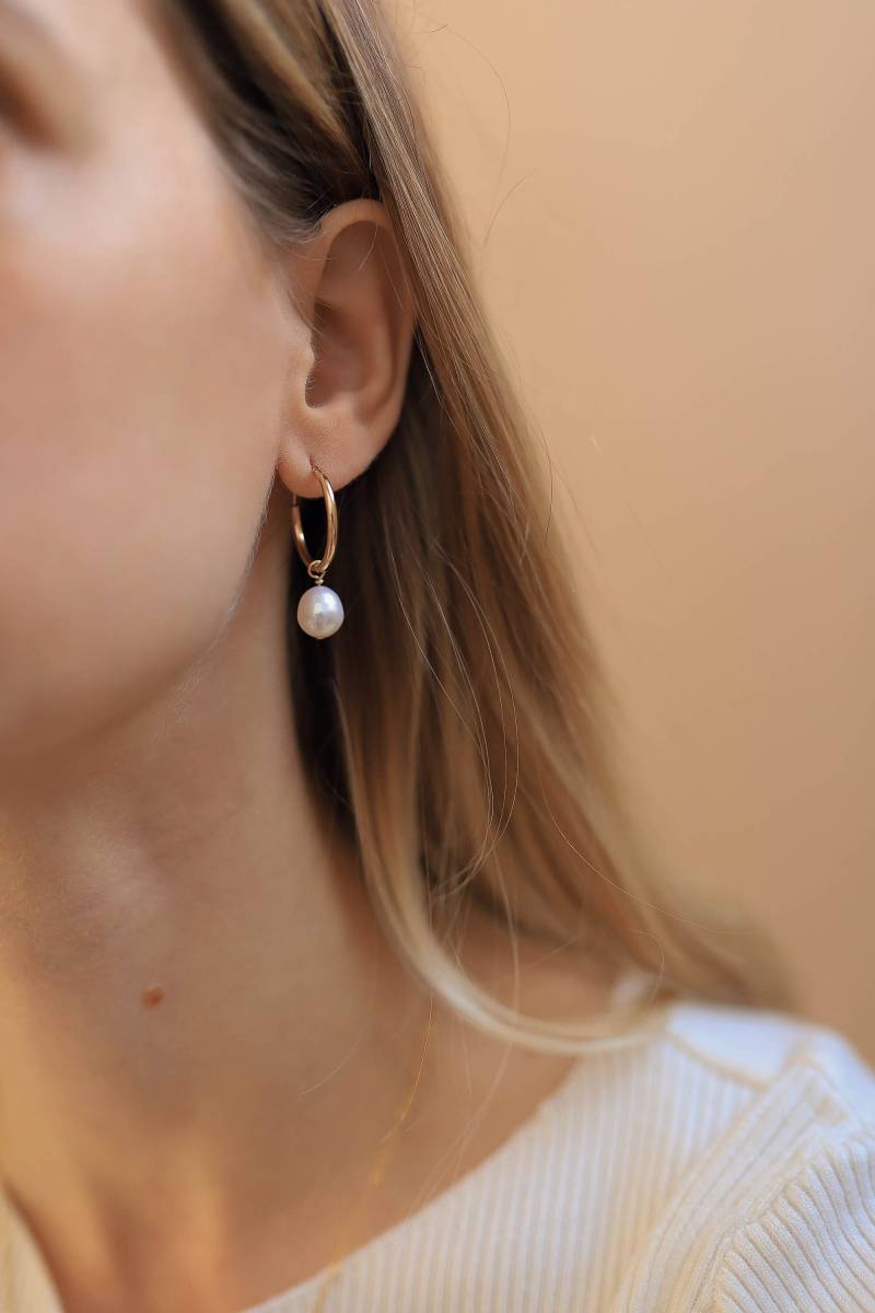 Süßwasserperlen Creolen, Vergoldet Oder Versilbert Brautohrringe von BohoStones