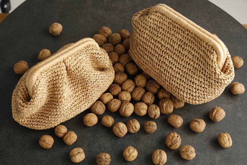 Häkeln Raffia Clutch Tasche, Frauen Abend Stroh Clutch, Beutel Clutch, Knödel Handgemachte Kupplung, Gewebte Häkeltasche, Weihnachtsgeschenk von BohoTaschDesign