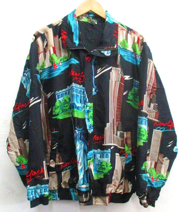 Seltene Fuda World Trade Center Silk Bomber Hip Hop Vintage Jacke New York City Statue Of Liberty Twin Towers 3x von BohoTresChic