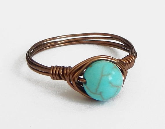 Boho Ring , Türkis Bronze Ringe Hippie Boho Ring , Türkis Bronze Ringe Hippie von BohoTribeCo