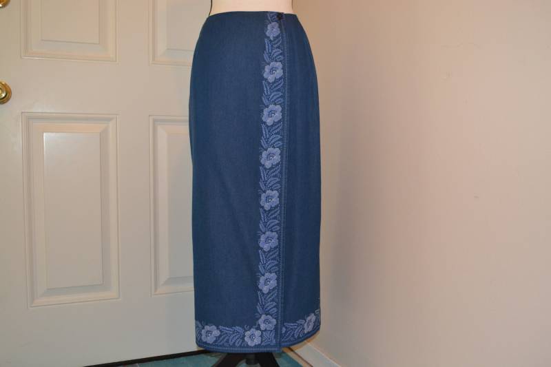 Maxi Denim Wrap Rock Damen Boho Dressy Lange Jean von BohoVintageVillage