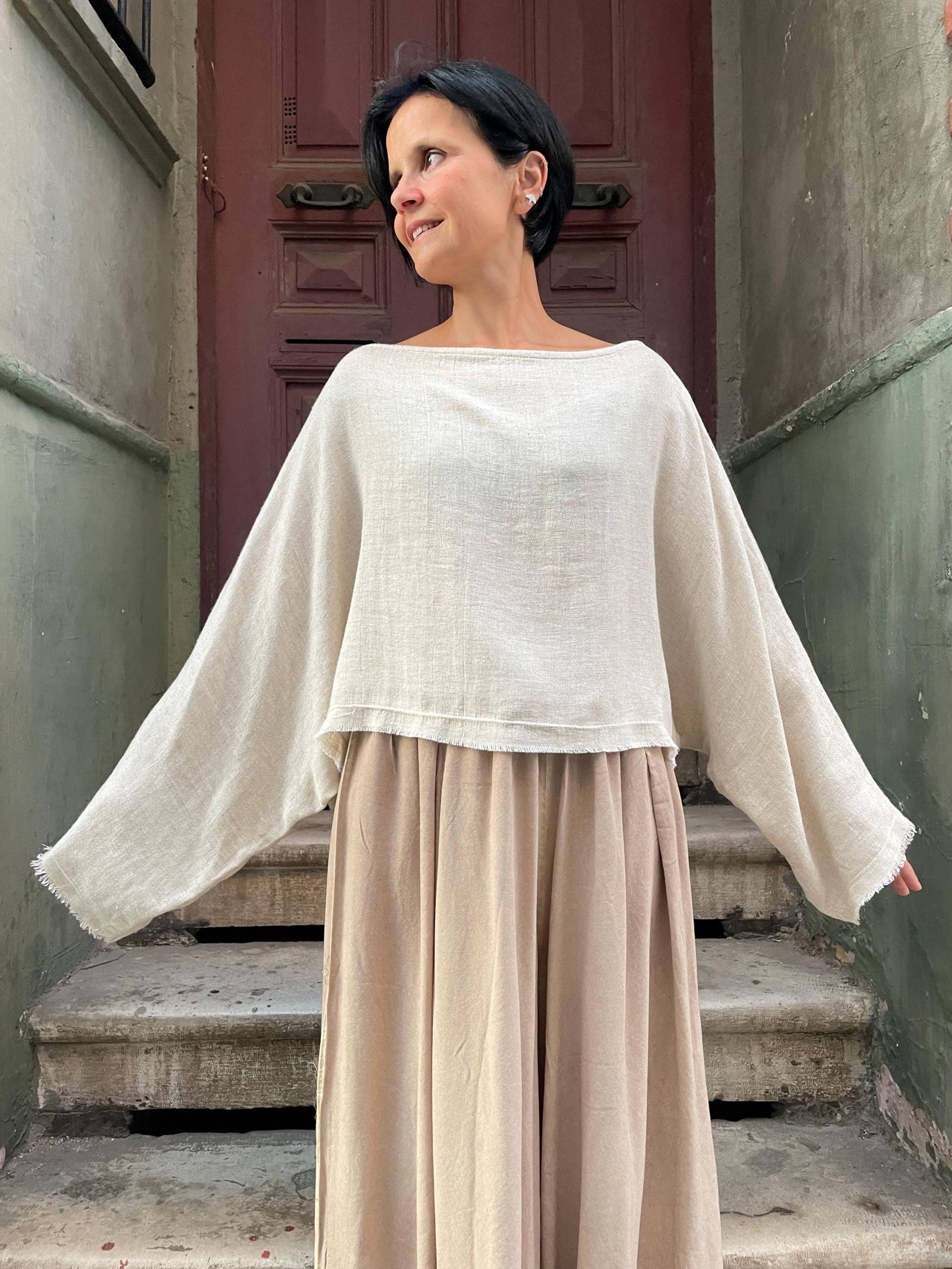Boho Batwing Tencel Leinen Top Übergroße Sommerbluse Boho Batwing Tencel Leinen Top Übergroße Sommerbluse von BohoYasam