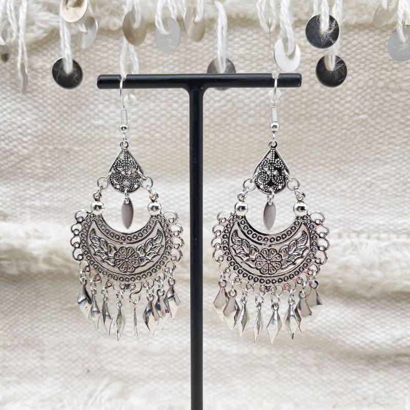 Silberne Edelstahl Ohrringe/Boho Ethno Schmuck von Bohodreamlandcom