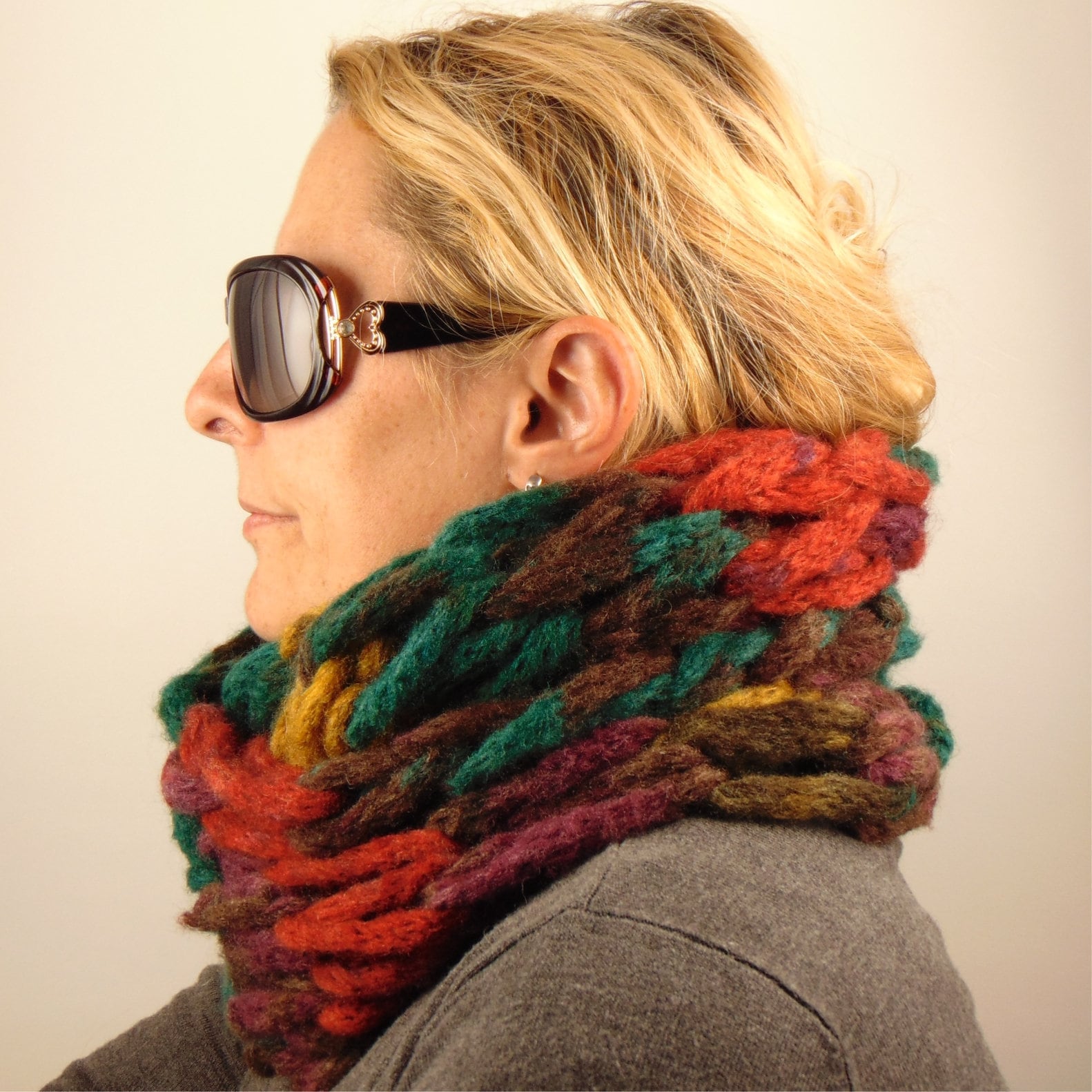 Big Bulky Nackenwärmer - Sperriger, Übergroßer Schal. Color Wool Unendlichkeitsschal-Set Winterstrick-Accessoires Schals. Wintermützen von Bohowonderknits