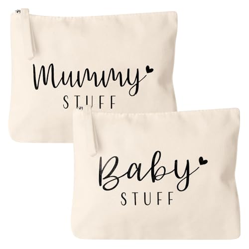 2PCS Geschenke für Mama zur Geburt Baby Kram Kosmetiktasche Bag für werdende Mama Mutter Beutel mit Reißverschluss Babyparty Geschenke Mal Make-up Tasche Neue Mutter Geschenke für das erste Mal (B) von Bohrma