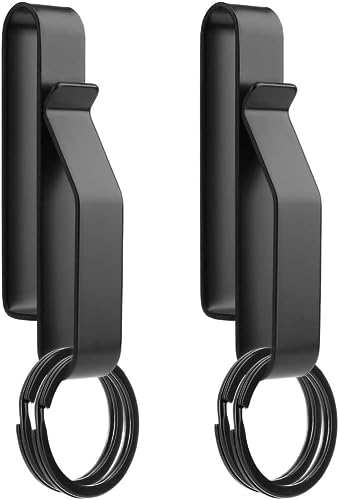 Bohrma 2Pcs Schwerlast Schlüsselhalter Gürtel Schlüsselringen Gürtelschlaufe Schlüsselanhänger Clip Edelstahl Männer Schlüsselanhänger Taktischer Schlüssel Clip mit 4Pcs für Polizei/Feuerwehr von Bohrma