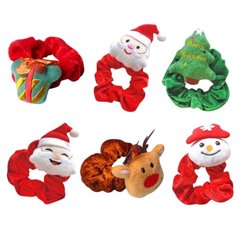 Bohue 6 Stück Weihnachts-Haargummis, elastisch, Pferdeschwanz, Krawatte, Elch, Weihnachtsmann, elastische Haarbänder, Damen-Haarschmuck für Weihnachtsfeier Bohue 6 Stück Weihnachts-Haargummis, elastisch, Pferdeschwanz, Krawatte, Elch, Weihnachtsmann, elastische Haarbänder, Damen-Haarschmuck für Weihnachtsfeier von Bohue