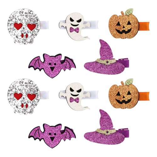 Bohue Halloween-Haarspangen, Geister-Kürbis-Muster, Haarnadeln, Fledermaus-Haarspangen, Cartoon-Haarspangen, Halloween-Haarschmuck für Damen, 10 Stück von Bohue