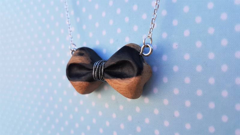 Bogen, Halskette Anhänger Königlichen Laos Und Silber Ebenholz Holz Bowtie Bogen, Halskette Anhänger Königlichen Laos Und Silber Ebenholz Holz Bowtie von BoisBleu