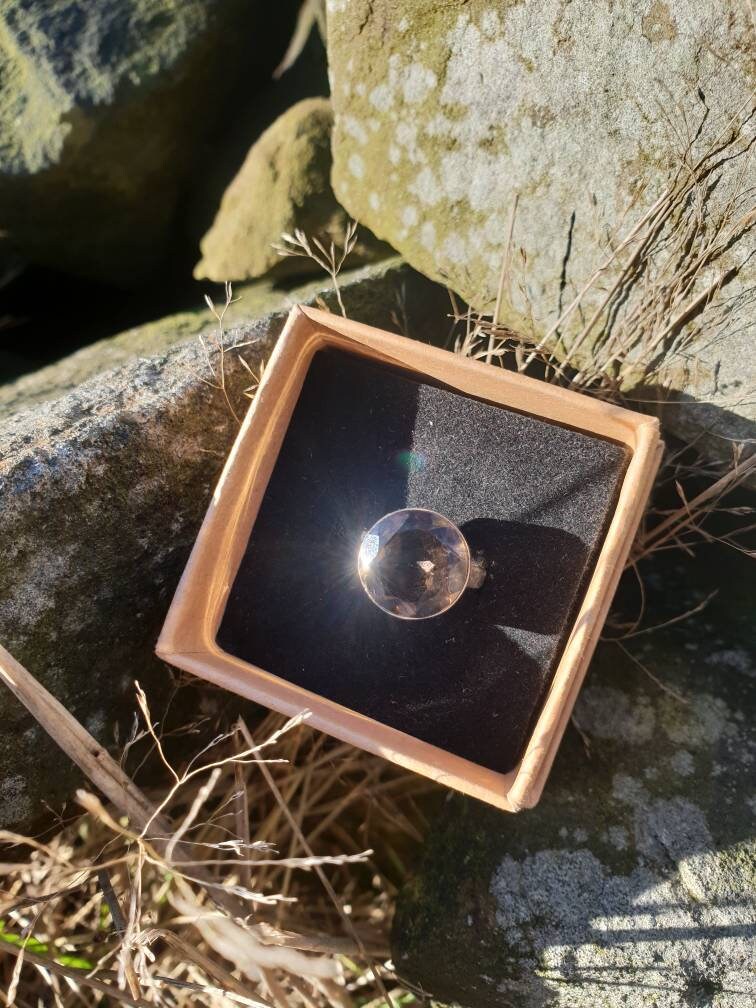 Rauchquarz Statement Ring Gefasst in 925 Sterling Silber - Uk Größe M von BojanglesBazar