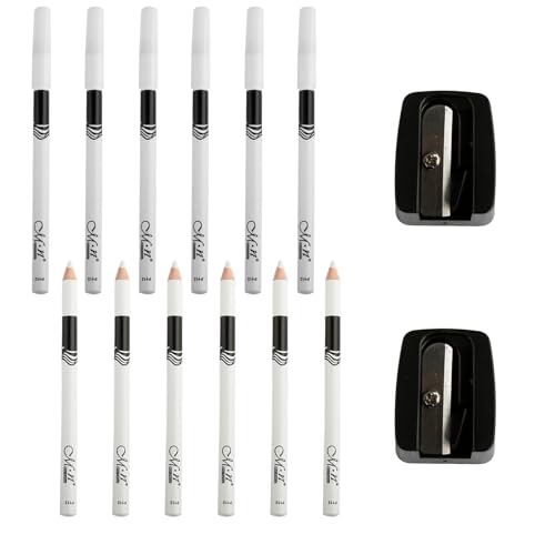 Bojueshaw 14PCS White Eyeliners Pencil & Sharpener Set, Waterproof Smudge-Proof Gel Eyeliner, Soft Tip for Beginners, White for Eyeliner & Eyeshadow, Includes 2 Pencil Sharpeners von Bojueshaw