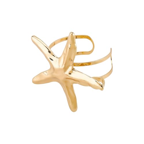 Bokcztml Eleganter, verstellbarer Armreif mit Seestern und Muschel-Details, ideal für Freizeit- oder Resort-Styling, verstellbarer offener Armreif für Damen, Einheitsgröße, Wie beschrieben von Bokcztml