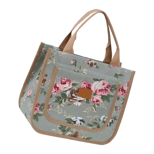 Bokcztml Organisierte Stoff-Arbeitstasche mit geräumiger Innenaufbewahrungstasche, wiederverwendbare Einkaufstasche, Handtasche für Business, Freizeit, Segeltuch, Schultertasche, grün, One Size von Bokcztml