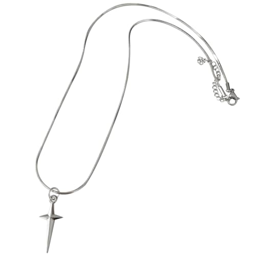 Bokcztml Schlichte, elegante Halskette mit Kreuz-Stern-Anhänger, Modeschmuck, einfache Schlüsselbein-Kette, Halskette, Schlüsselbein-Krawatte für Damen von Bokcztml