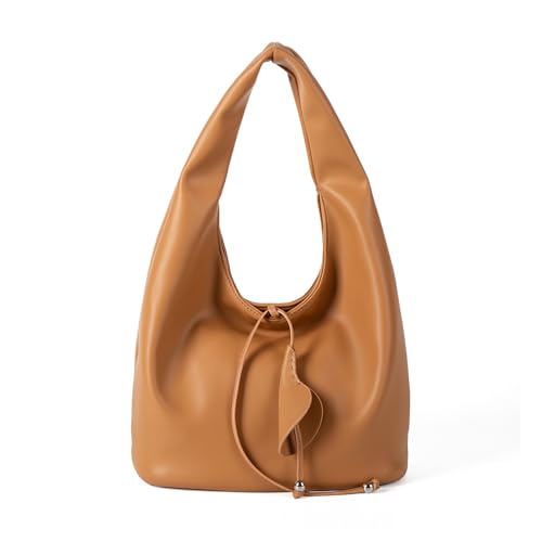 Bokcztml Stilvolle lässige Handtasche, großes Fassungsvermögen, PU-Leder, Arbeits-Umhängetasche, Unterarm-Geldbörse für den täglichen Gebrauch und Büro, praktische PU-Schulter-Geldbörsen, braun, One von Bokcztml