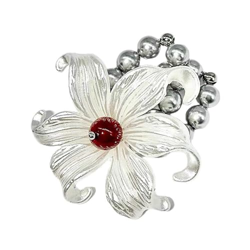 Bokcztml Vintage-Blumen, übertriebenes offenes Design, weißer Ton, Statement-Schmuck für Frauen, übertriebene offene Blume von Bokcztml