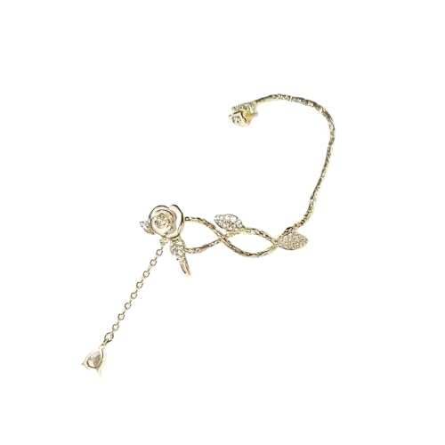 Einzigartige Camellias Ohrverpackung Mit Quasten Funkelnder Zirkonblütenohr Manschetten Accessoire Für Abendkleider Und Tägliche Verschleiß von Bokcztml