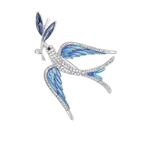 Elegante Schwalben-Brosche mit Tropfen-Öl-Details und Kristall-Strasssteinen für Damen, Modeschmuck, Accessoires, modische Schwalbenzweig-Anstecknadel, Einheitsgröße, Wie beschrieben von Bokcztml